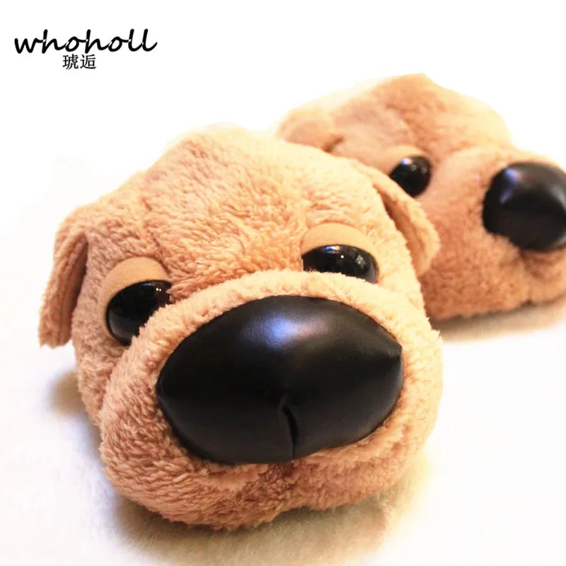 Winter Home Funny Slipper Men Cotton Cute Dog Male Plush Slipper Floor Fantufas Chauson Couple Shoe Pantuflas De Hombre Invierno